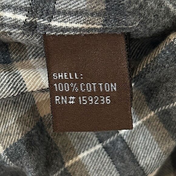 J. McLaughlin Men's Medium Modern‎ Fit Lightweight Flannel Plaid Shirt Grey Tan - Picture 5 of 5